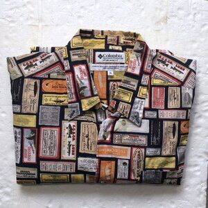 Share Columbia Mens Button Down Shirt XL Fishing Theme Print Multicolor Short Sl